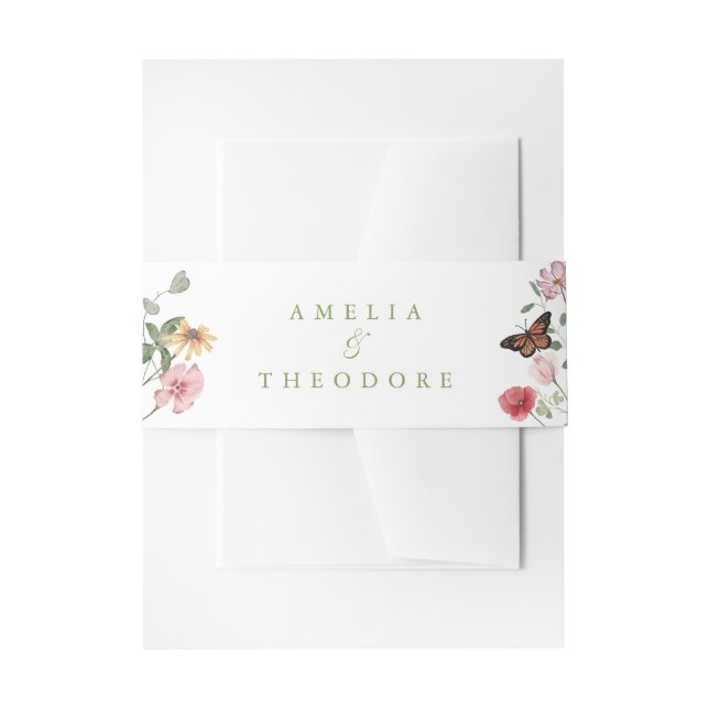 Wildflower Garden Wedding Invitation Belly Band (Front Example)