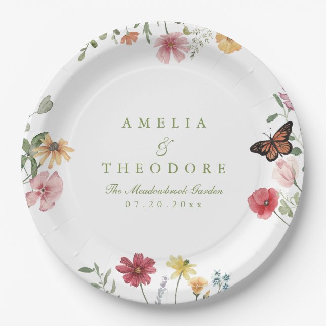 Wildflower Garden Wedding Paper Plate (Front)