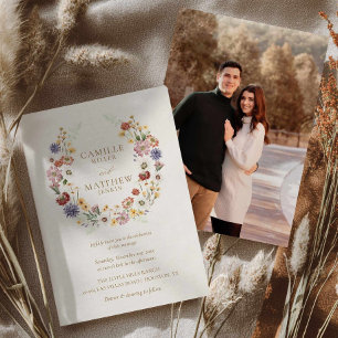 Wildflower Garden Wedding Photo Invitation