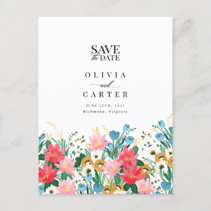 Wildflower Garden Wedding Photo Save the Date Postcard