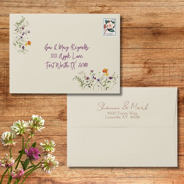 Wildflower Garden Wedding Return Address Envelope (Creator Uploaded)