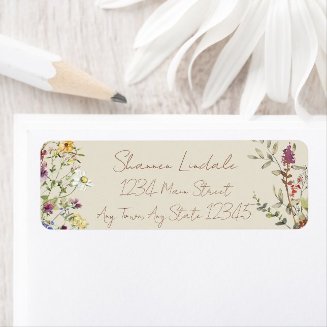 Wildflower Garden Wedding Return Address Label (Insitu)