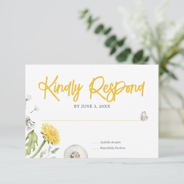 Wildflower Garden Wedding RSVP Card (Standing Front)