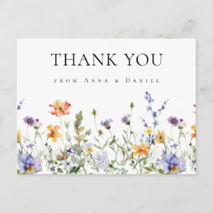 Wildflower Garden Wedding Thank You Postcard