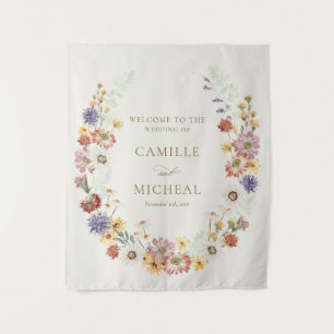 Wildflower Garden Wedding Welcome Tapestry