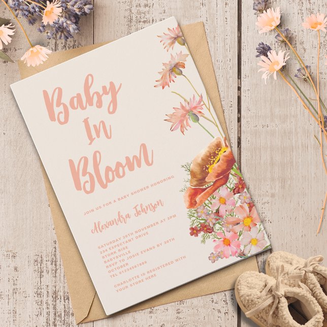 Wildflower Gender Neutral Fall Baby shower Invitation (Wildflower baby in bloom fall baby shower invitation )