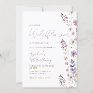 Wildflower Girl 1st Birthday Invitation