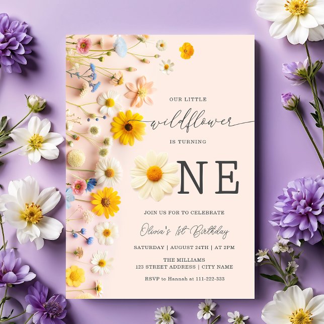 Wildflower Girl 1st Birthday Invitation (Creator Uploaded)