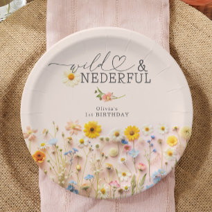 Wildflower Girl 1st Birthday Paper Plate