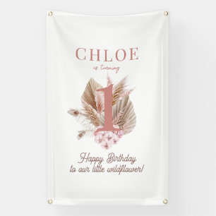 Wildflower Girl 1st Birthday Party Banner