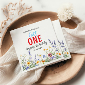 Wildflower Girl 1st Birthday Party Napkin