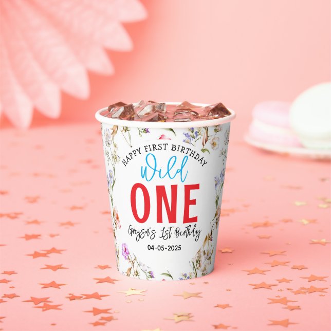 Wildflower Girl 1st Birthday Party Paper Cups (Insitu)