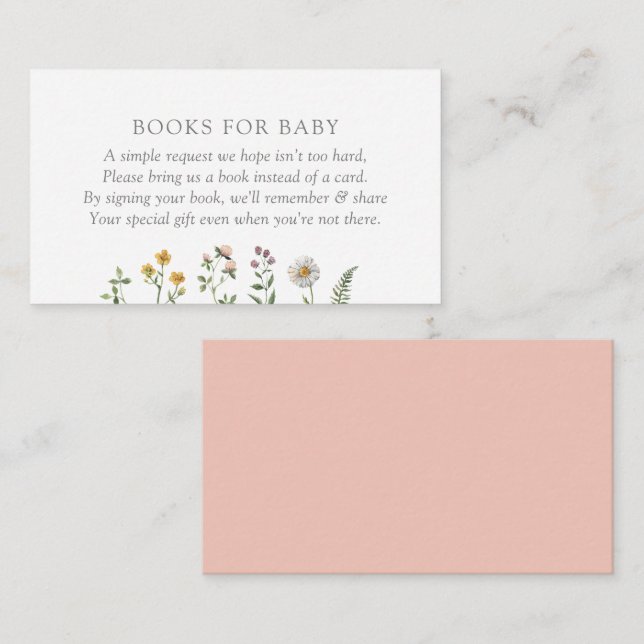 Wildflower Girl Baby Shower Books for Baby Enclosure Card (Front/Back)