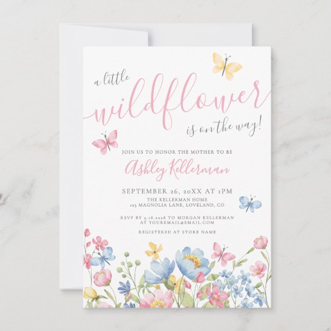 Wildflower Girl Baby Shower Invitation (Front)