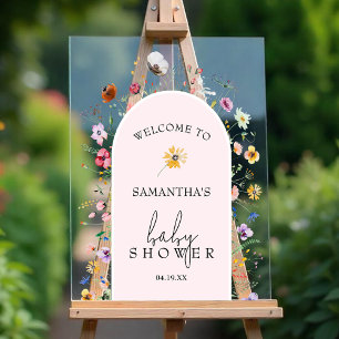 Wildflower Girl Baby Shower Welcome Acrylic Sign