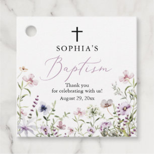 Wildflower Girl Baptism Favour Gift Tags