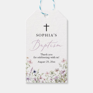 Wildflower Girl Baptism Favour Gift Tags
