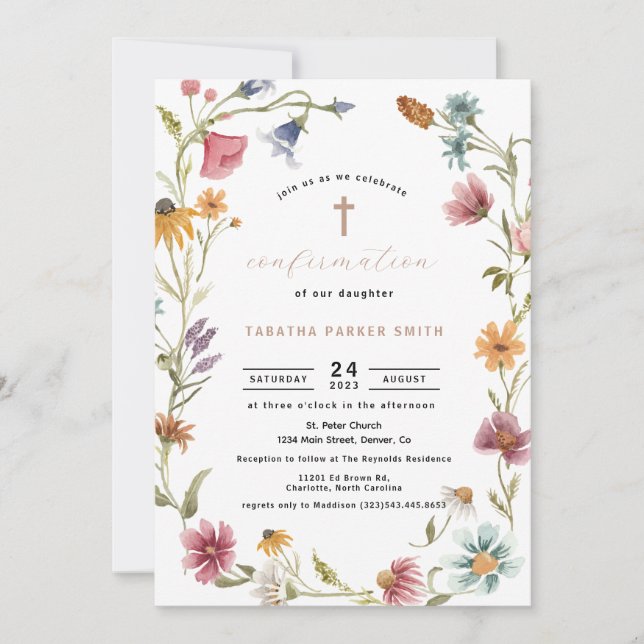 Wildflower Girl Confirmation Invitation (Front)