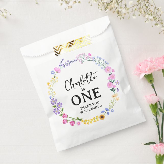 Wildflower Girl First Birthday Thank You Favour Bags (Sealed)