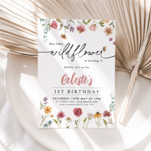 Wildflower Girls 1st Birthday Party Pretty Floral  Invitation
