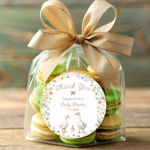 Wildflower Goose Family Baby Shower Thank You Classic Round Sticker