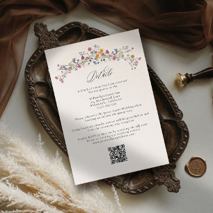 Wildflower Grace Elegant QR Code Wedding Details Enclosure Card