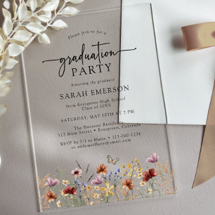 Wildflower Graduation Acrylic Invitation