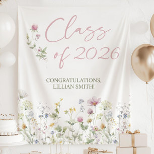 Wildflower Graduation Backdrop, Graduation Photo Tapestry