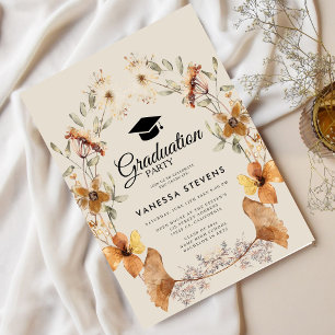 Wildflower Graduation Cap Party  Invitation