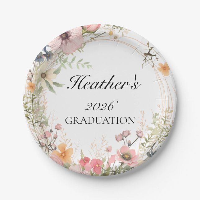 Wildflower Graduation  Paper Plate (Front)