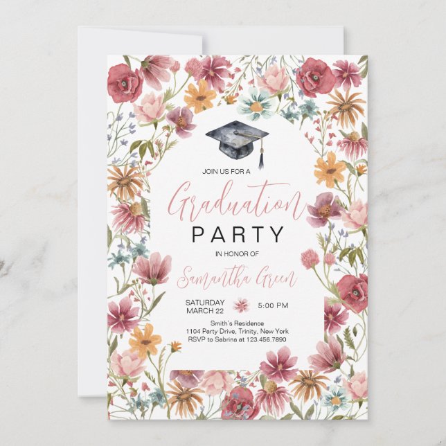 Wildflower Graduation Party Invitation (Front)
