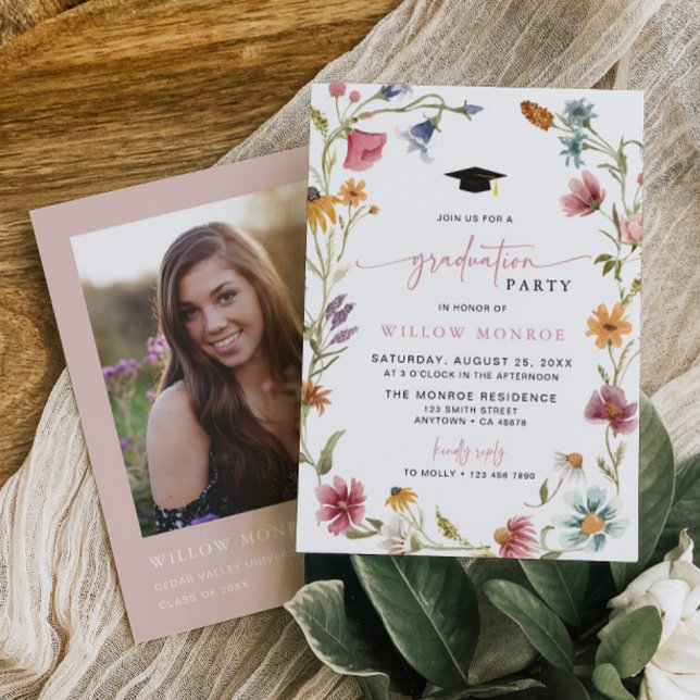 Wildflower Graduation Party Invitation Girl Boho (Creator Uploaded)