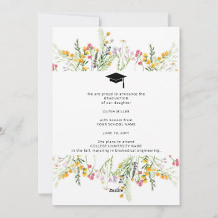 Wildflower Graduation Party Photo Announcement