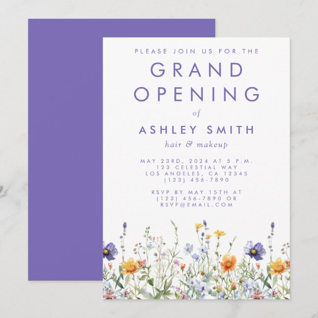 Wildflower Grand Opening Invitation (Front/Back)