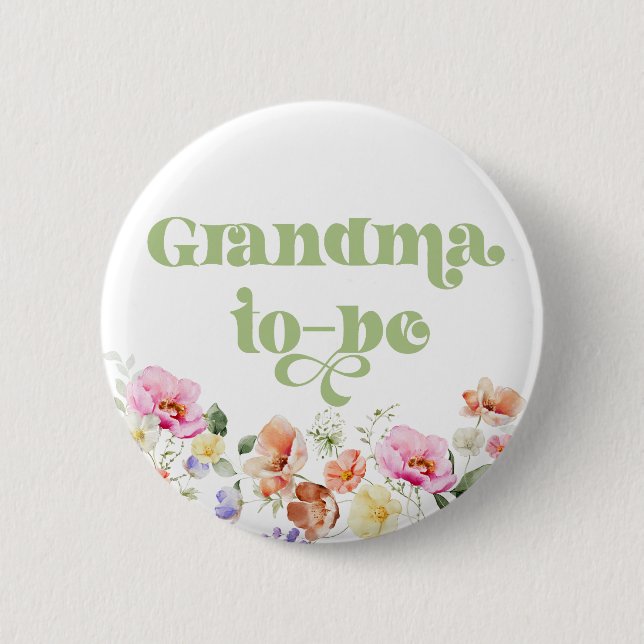 Wildflower grandma to be 6 cm round badge (Front)