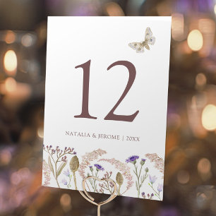 Wildflower grass watercolor fall wedding table number