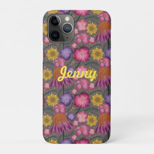 Wildflower Gray Floral Personalized Case-Mate iPhone Case