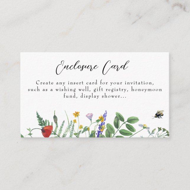 Wildflower Greenery | Bees Floral  Enclosure Card (Front)