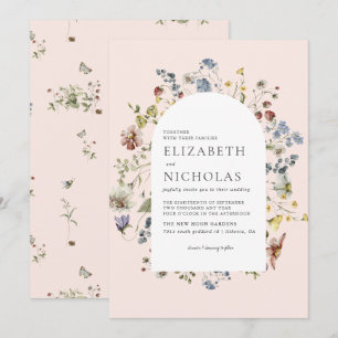 Wildflower Greenery Botanical Wedding  Invitation