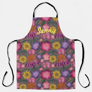 Wildflower Grey Floral Personalised Apron