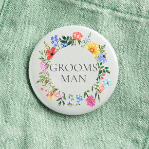 Wildflower Groomsman Wedding  3 Cm Round Badge