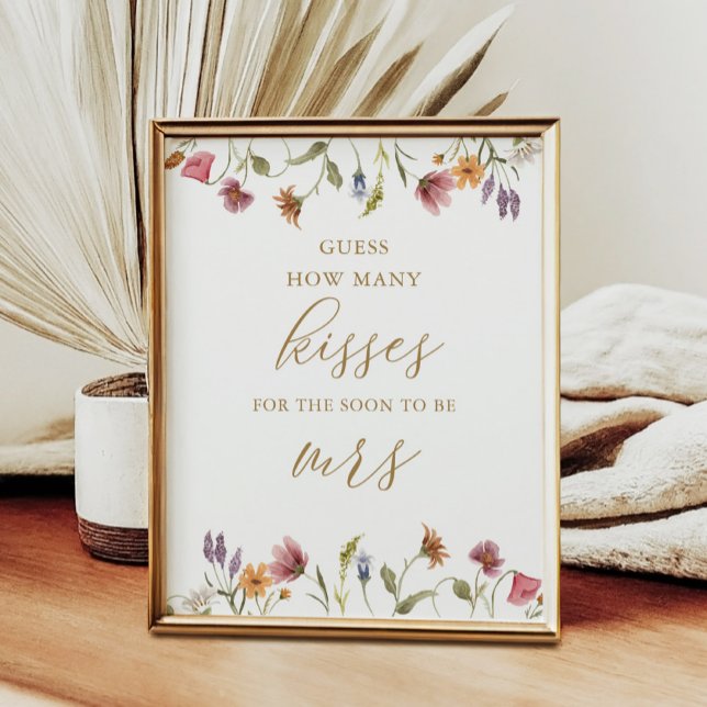 Wildflower Guess How Many Kisses Bridal Game Sign (Creator Uploaded)