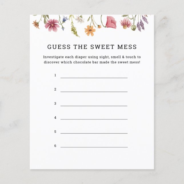 Wildflower Guess The Sweet Mess Game Cards (Front)