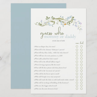 Wildflower Guess Who Mommy or Daddy Baby Shower 