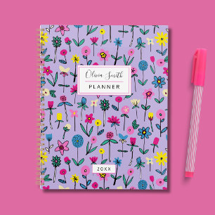 Wildflower hand drawn floral meadow planner