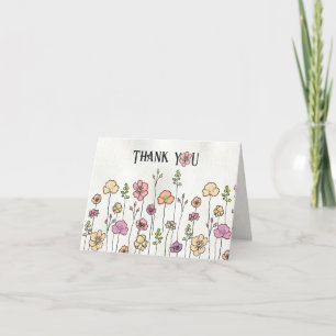 Wildflower hand drawn thank you card