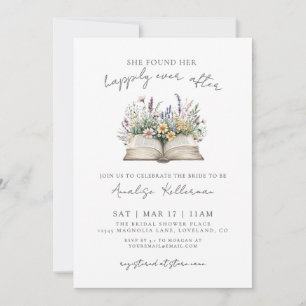 Wildflower Happily Ever After Book Bridal Shower Invitation