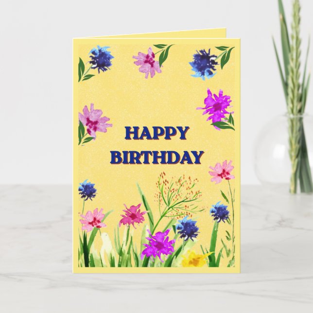  Wildflower Happy Birthday Card (Front)