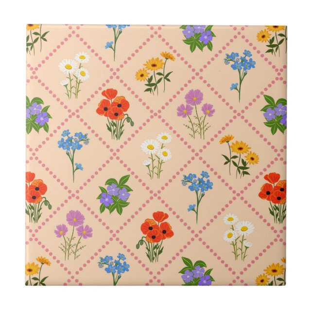 Wildflower Harlequin Garden Tile (Front)