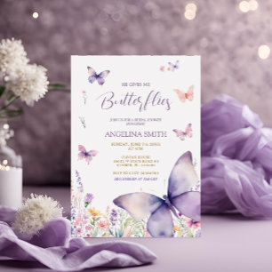 Wildflower He Gives Me Butterflies Bridal Shower Invitation